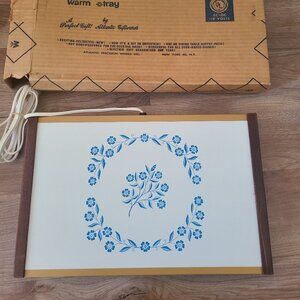 VTG MCM Warm-O-Tray Electric Food Warmer Cornflower Blue Atlantic Giftwares USA